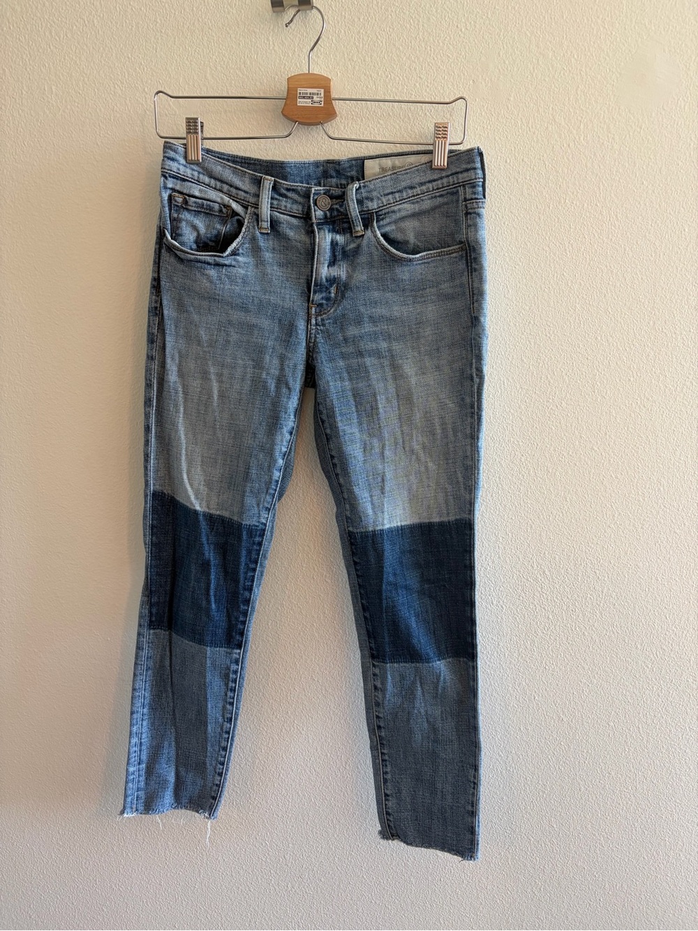 Treasure & Bond Two-Tone Blue Patch Skinny Jeans